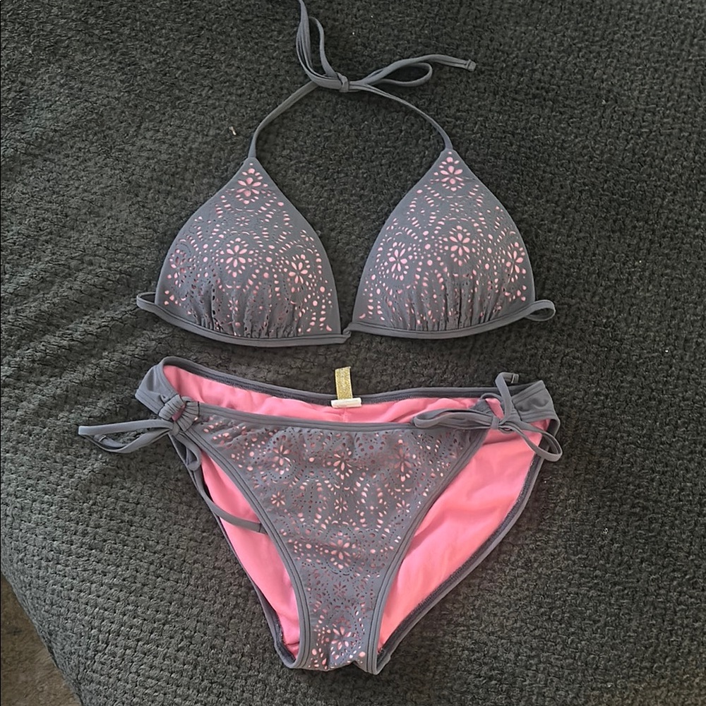 Gray and Pink Bikini Set